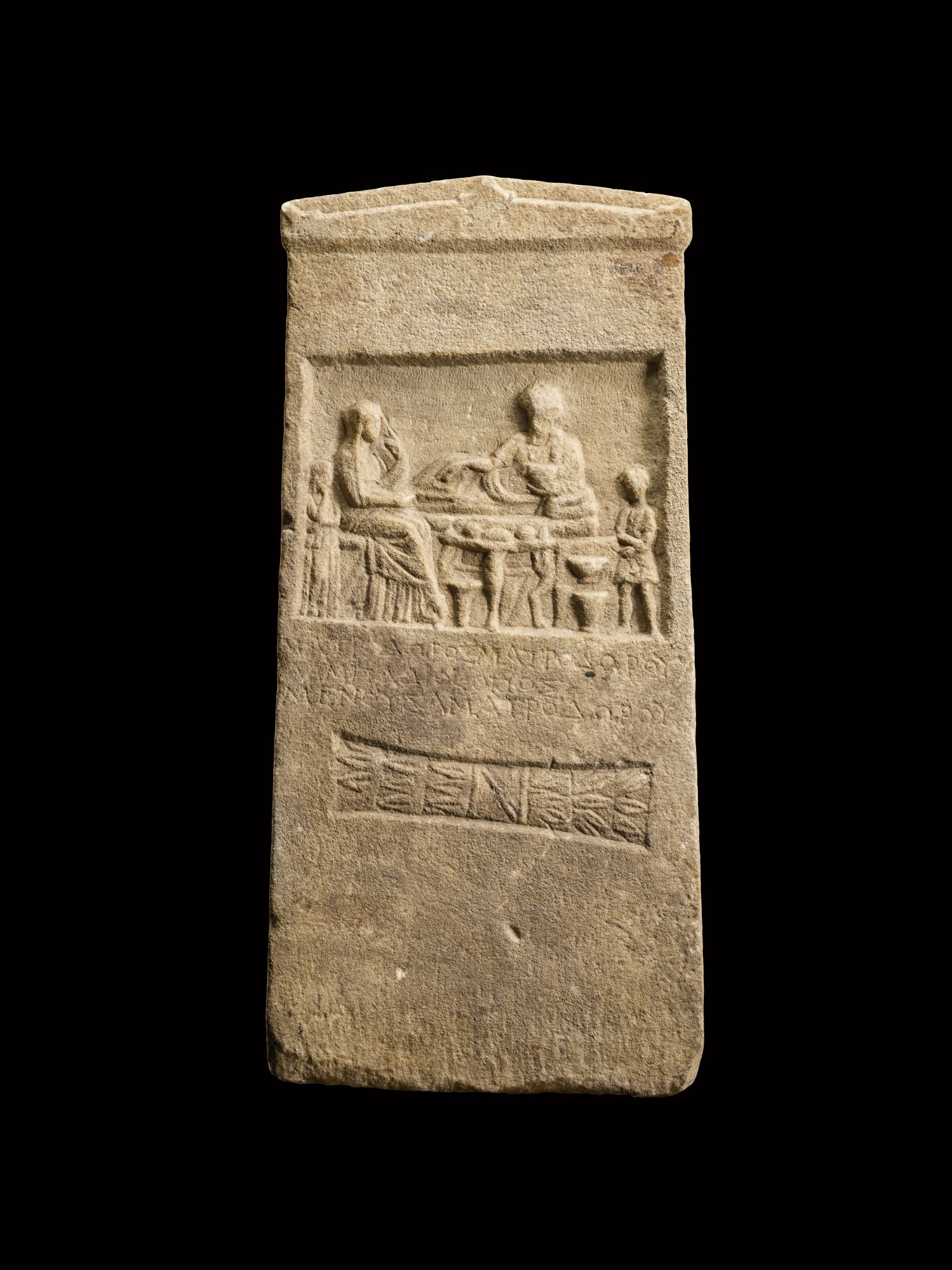 A Hellenistic Marble Funerary Stele for Matrodoros and Menousa, Asia Minor — A Hellenistic Marble Funerary Stele for Matrodoros and Menousa, Asia Minor, 2nd half of the 2nd Century B.C.