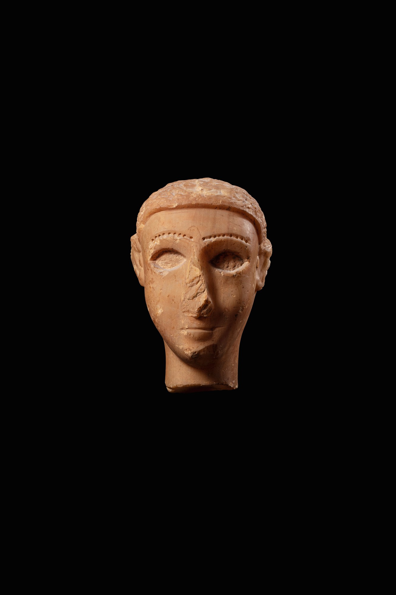 A South Arabian Alabaster Head of a Man — A South Arabian Alabaster Head of a Man, 3rd Century B.C./1st Century A.D.