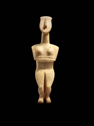 A Cycladic Marble Figure of a Goddess, Early Bronze Age II, circa 2600-2500 B.C.