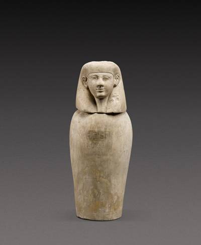 An Egyptian Limestone Canopic Jar, 19th Dynasty, 1292-1190 B.C.
