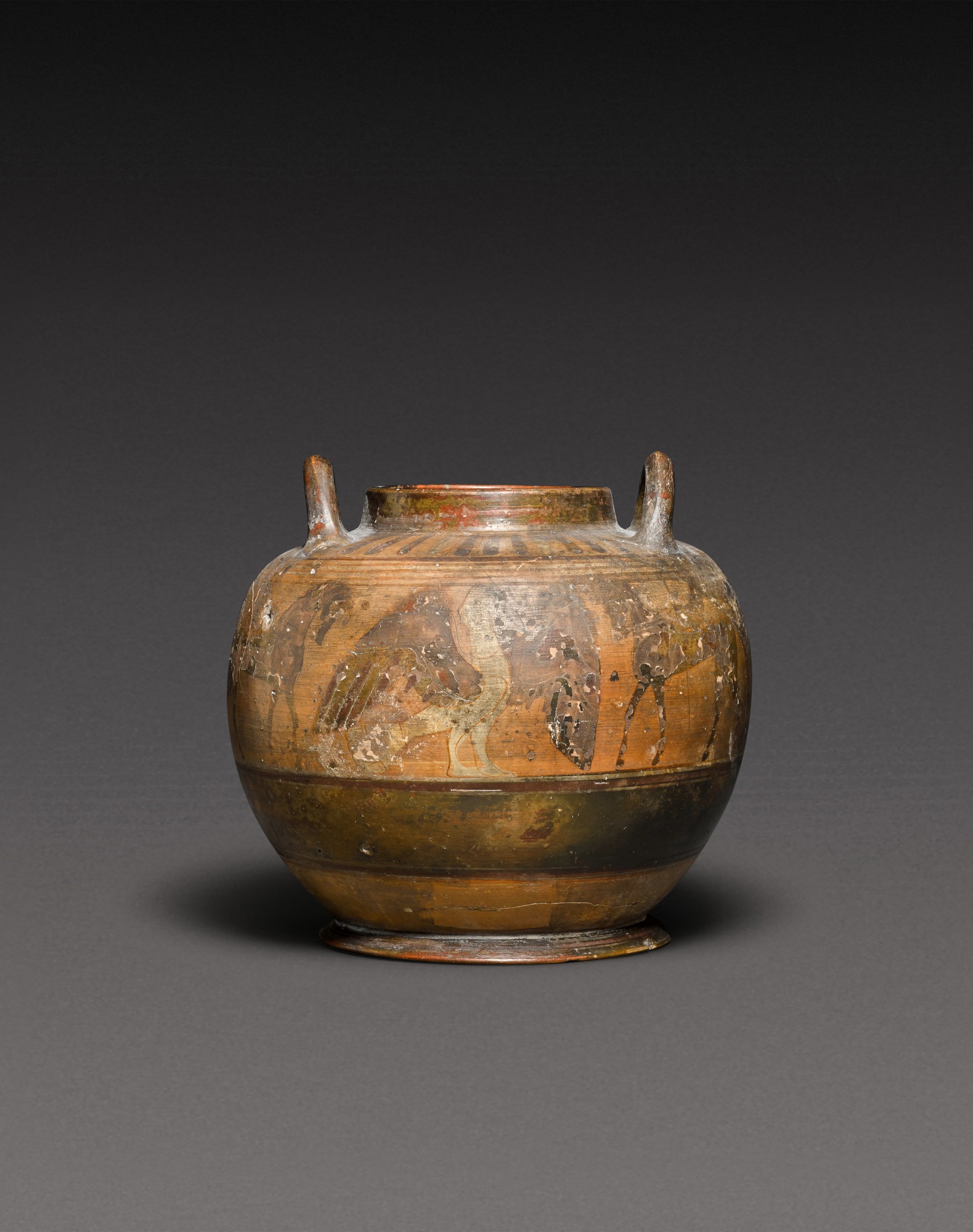 A Corinthian or Etrusco-Corinthian Black-figured Pyxis or Lebes Gamikos — A Corinthian or Etrusco-Corinthian Black-figured Pyxis or Lebes Gamikos, circa 575-550