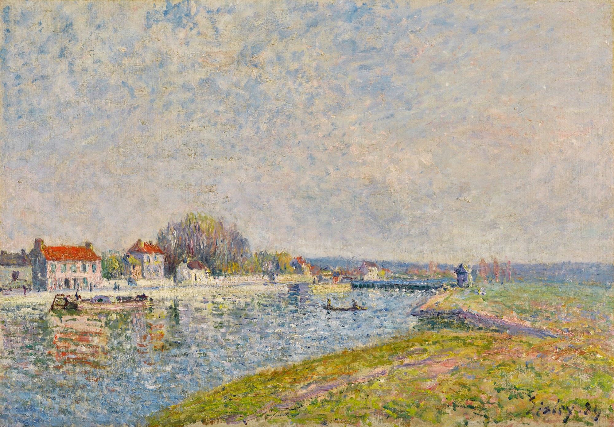 Alfred Sisley — Le barrage, canal du Loing à Saint-Mammès