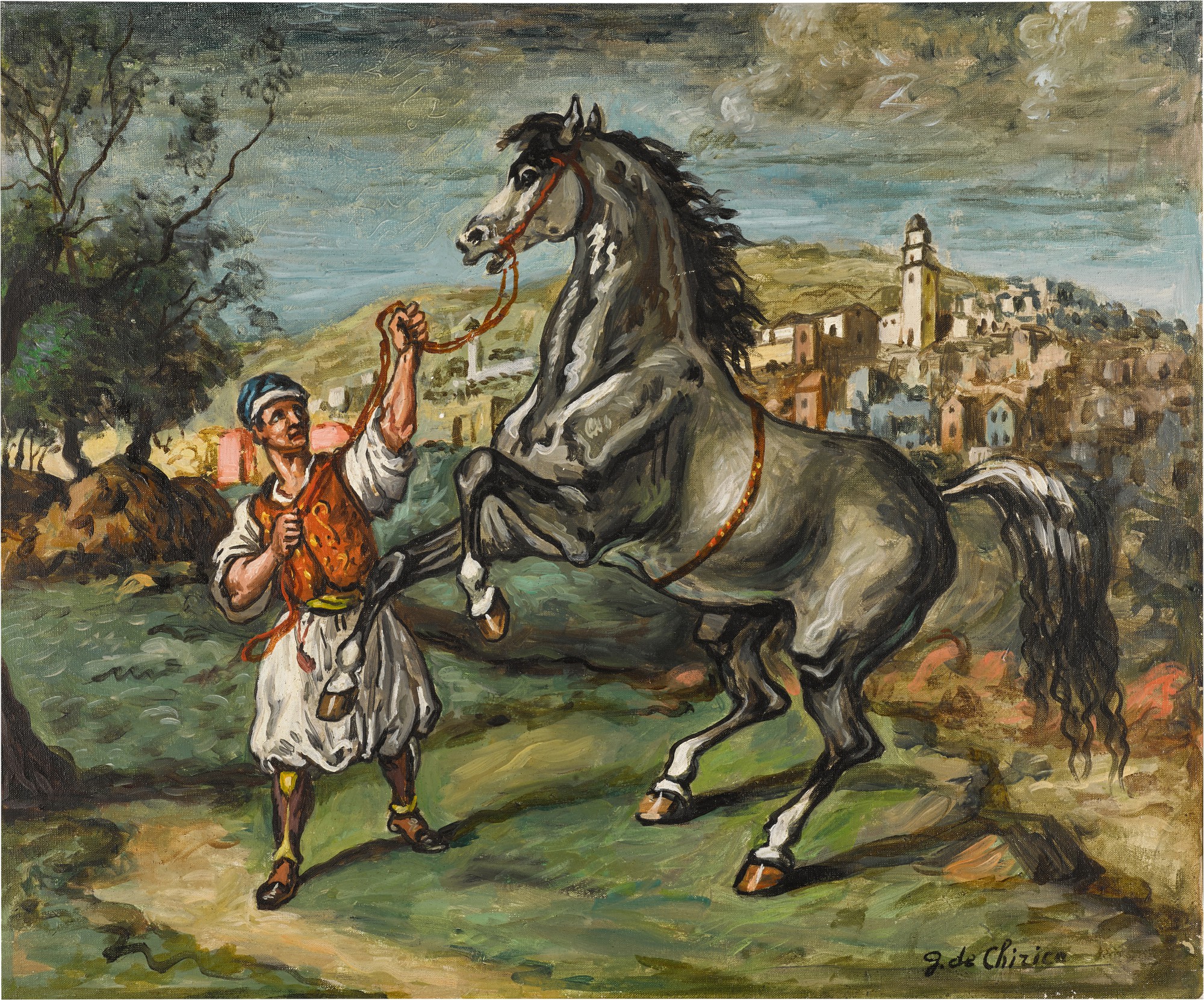 Giorgio de Chirico — Cavallo con palafreniere orientale (Horse with Asian Groom)