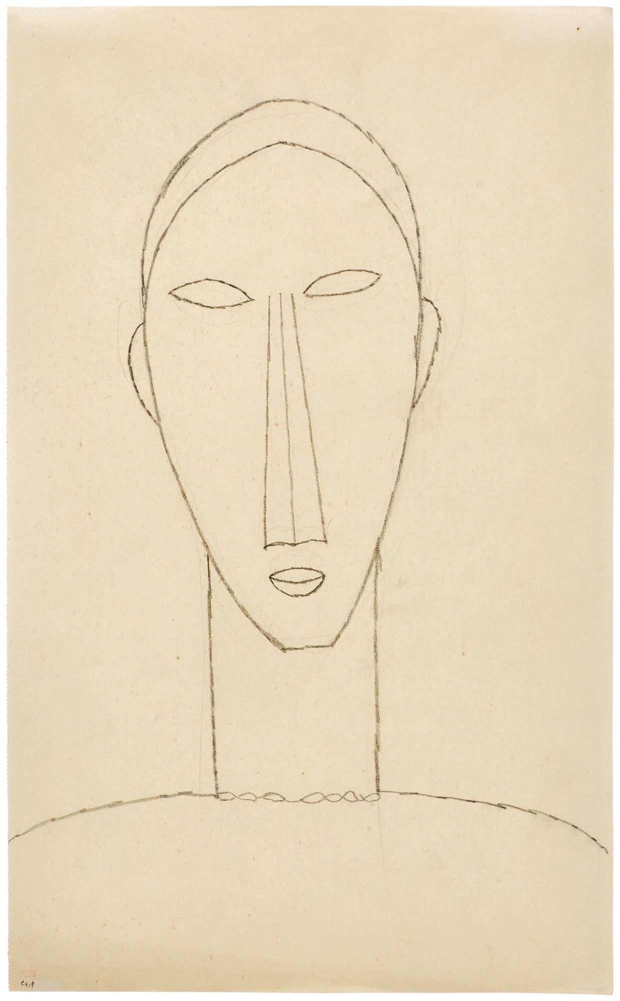 Amedeo Modigliani — Tête de face avec collier