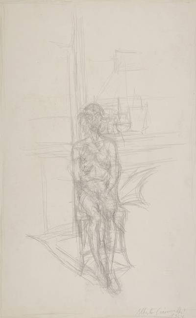 Annette nue assise dans l’atelier