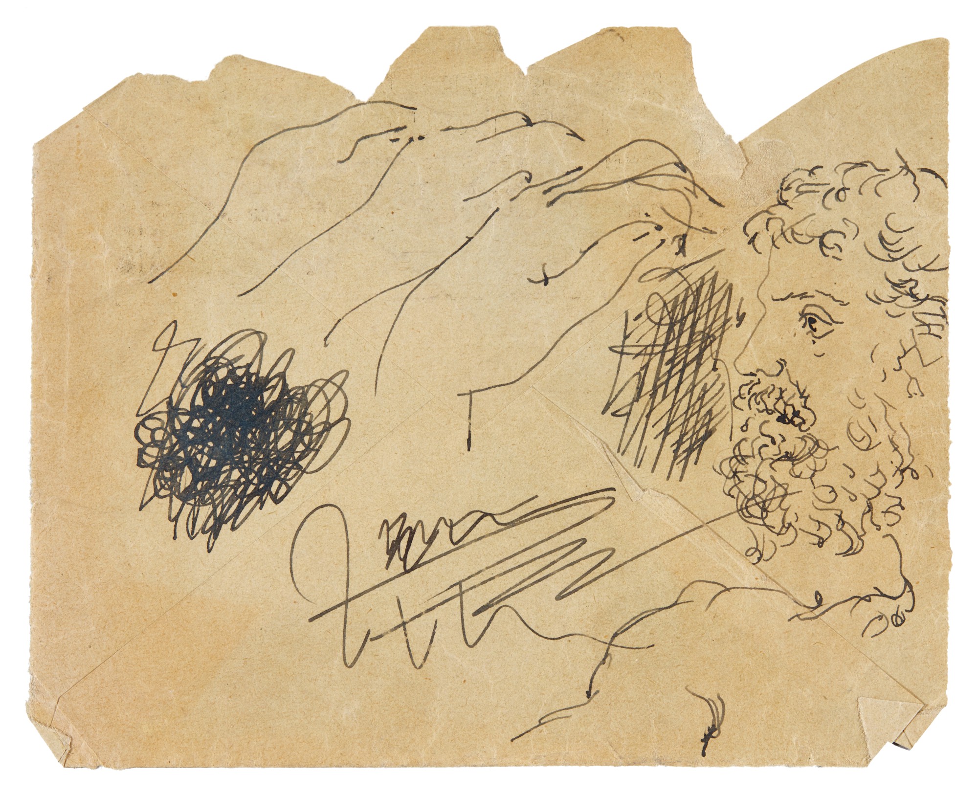 Unknown — Études de main et d'homme barbu