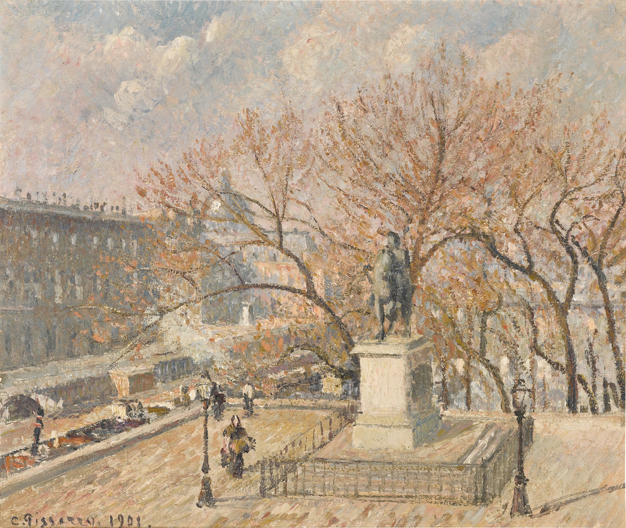 Camille Pissarro — Statue d'Henri IV et hôtel de la Monnaie, matin ensoleillé