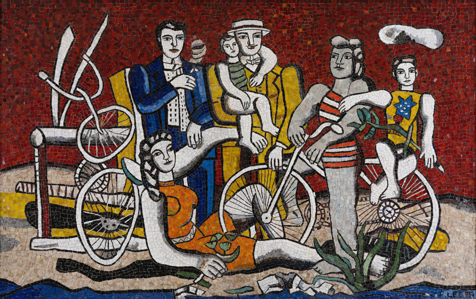 Les loisirs sur fond rouge