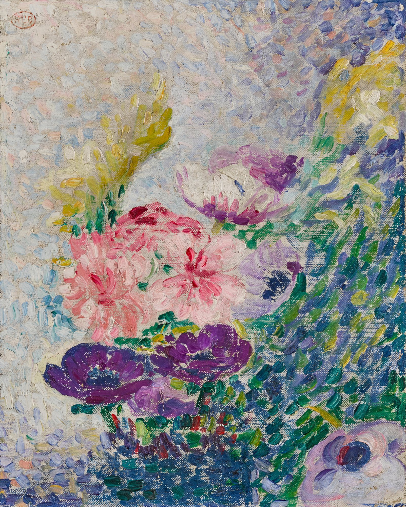Henri Edmond Cross — Bouquet de pavots et chrysanthèmes