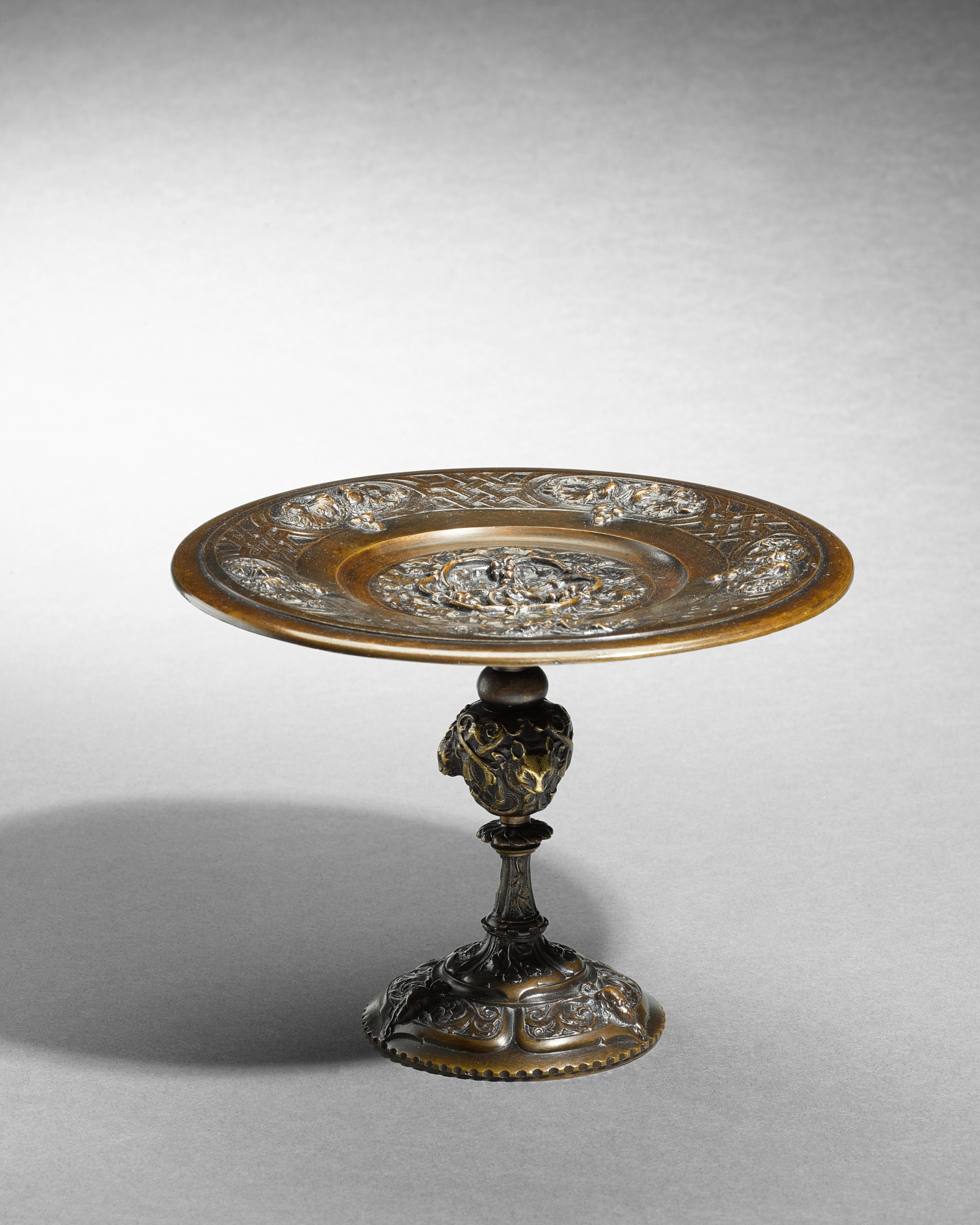 Antoine-Louis Barye — Coupe Ornée d'Arabesques et de Feuilles de Vigne (Tazza with Vines, Cat Masks and Owls)