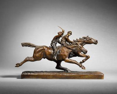 Two Horses and Jockeys