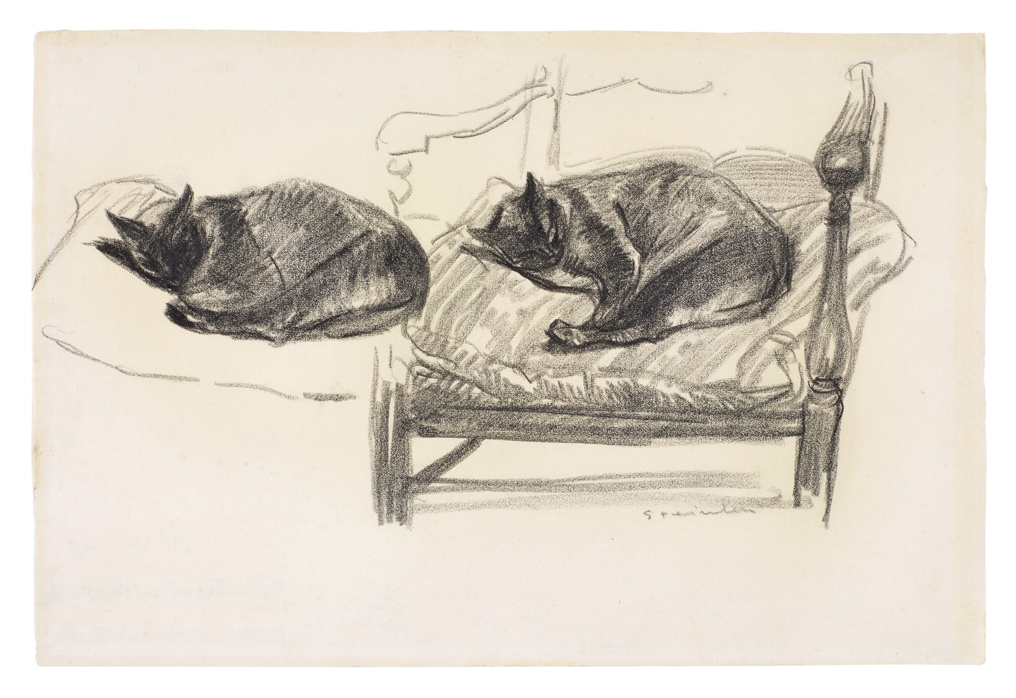 Théophile Alexandre Steinlen — Deux chats sur coussins