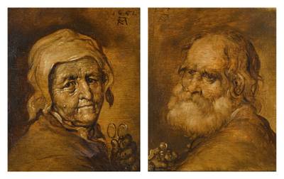 Head of an old woman; Head of an old man