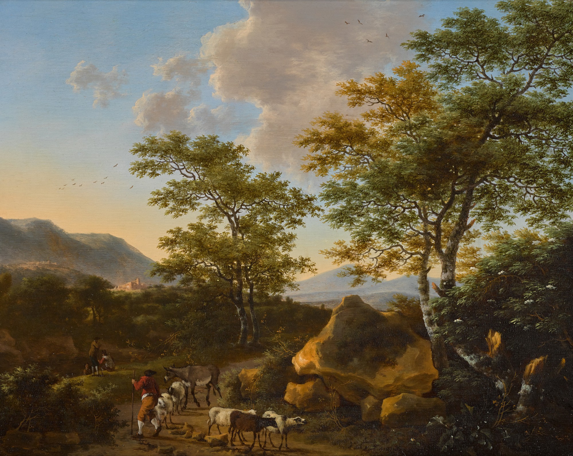 Willem de Heusch — An Italianate landscape with shepherds