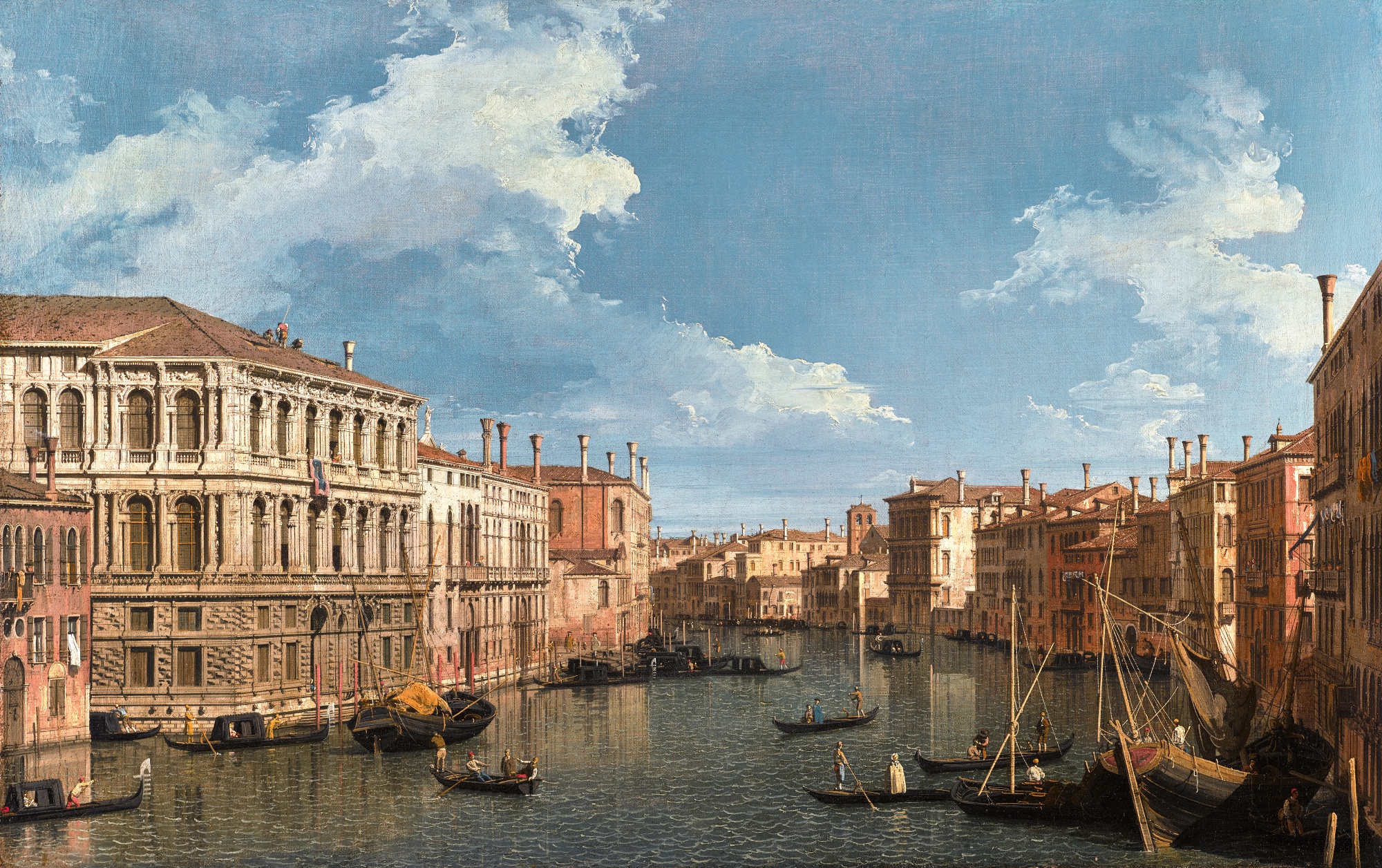 Giovanni Antonio Canal, called Canaletto — Venice, The Grand Canal, looking north-west, with the Palazzo Pesaro, Palazzo Foscarini, and the pinnacle of San Stae, to the left, with the Palazzo Vendramin-Calergi and San Marcuola, to the right