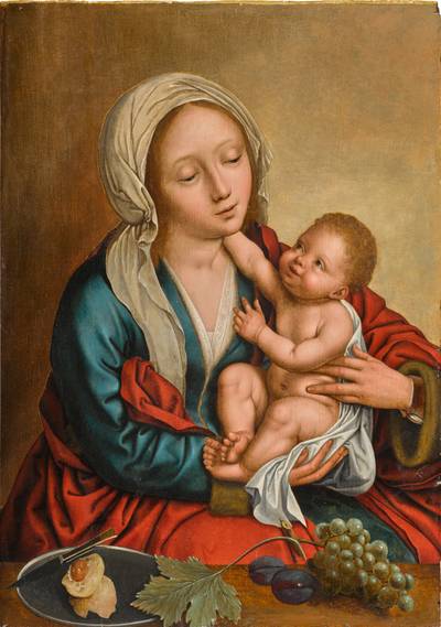 The Virgin and Child with a still life on a ledge
