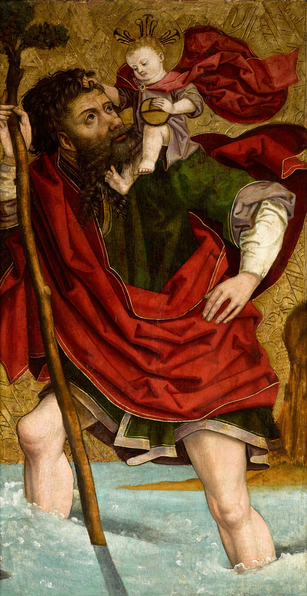 South German School, last quarter of the 15th century — Saint Christopher carrying the Christ Child