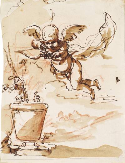 Cupid with a bow and arrow