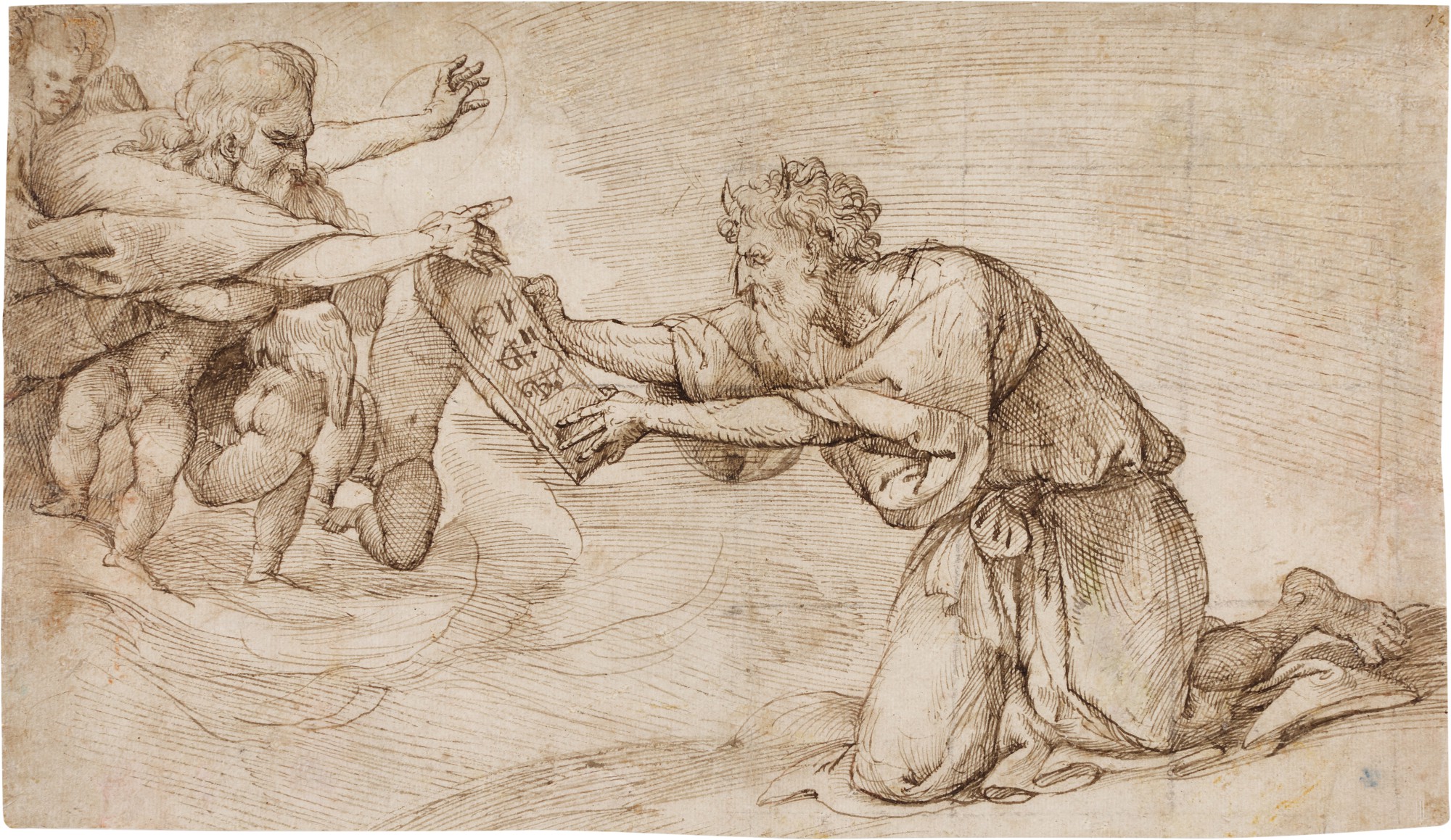 God the Father Handing the Ten Commandments to Moses
