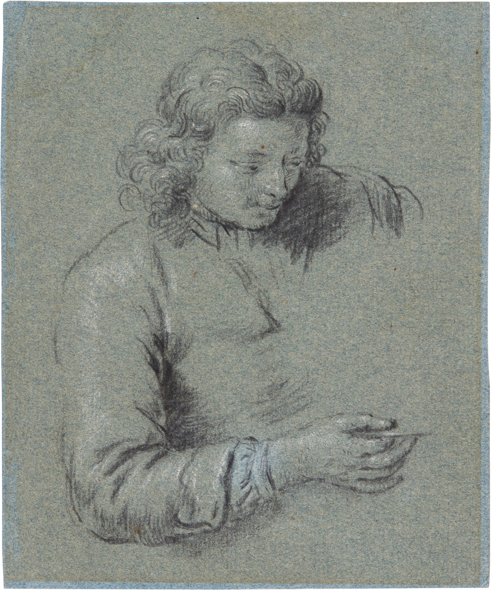 Willem van Mieris — Study of a boy, half-length, holding a glass