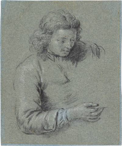 Study of a boy, half-length, holding a glass