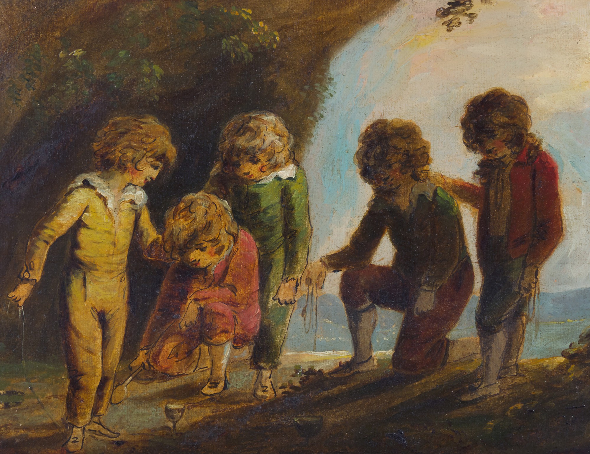 William Hamilton — Children at play in a shore-side cave
