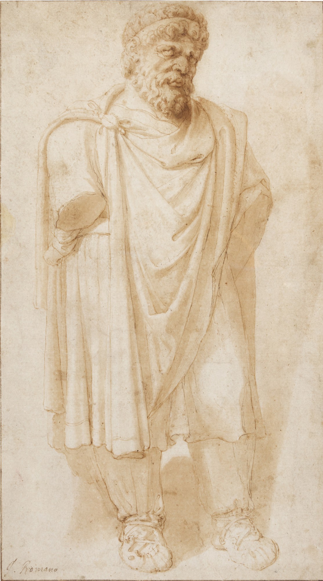 Roman School, 16th Century — Study after an Antique statue of a Barbarian chief, or an actor