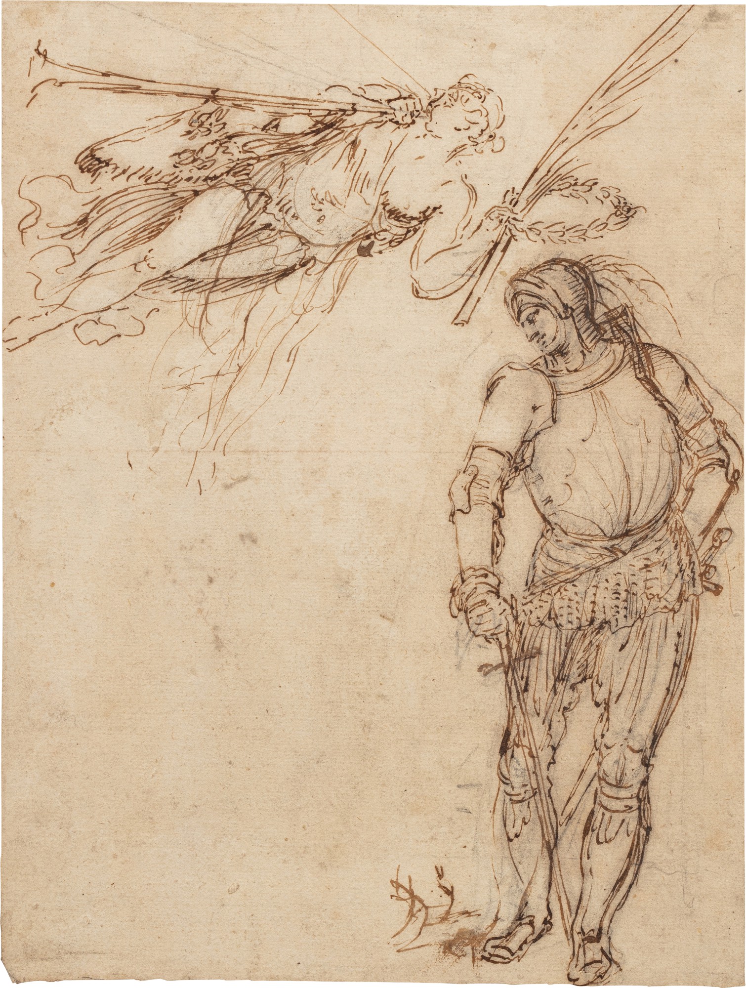 Fame crowning a warrior