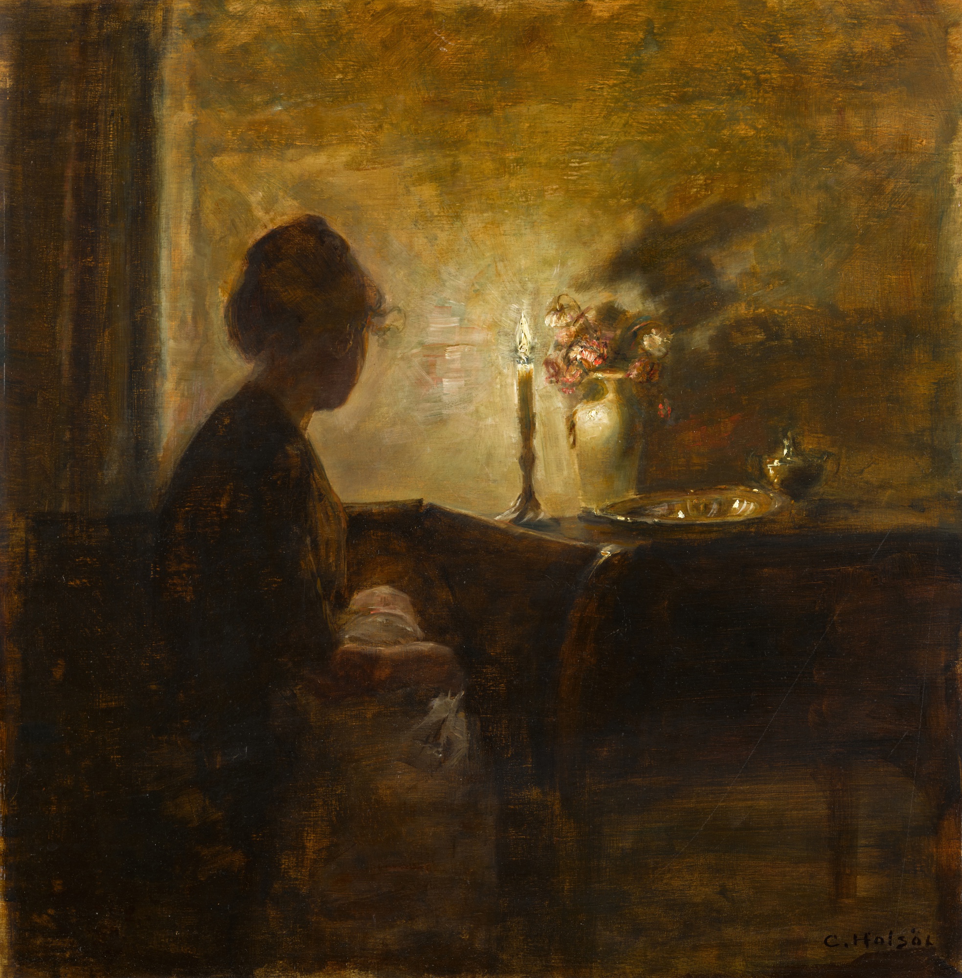 Carl Holsøe — A Candlelit Interior