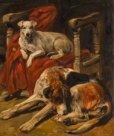 Their Master's Chair, a Hound and Terrier