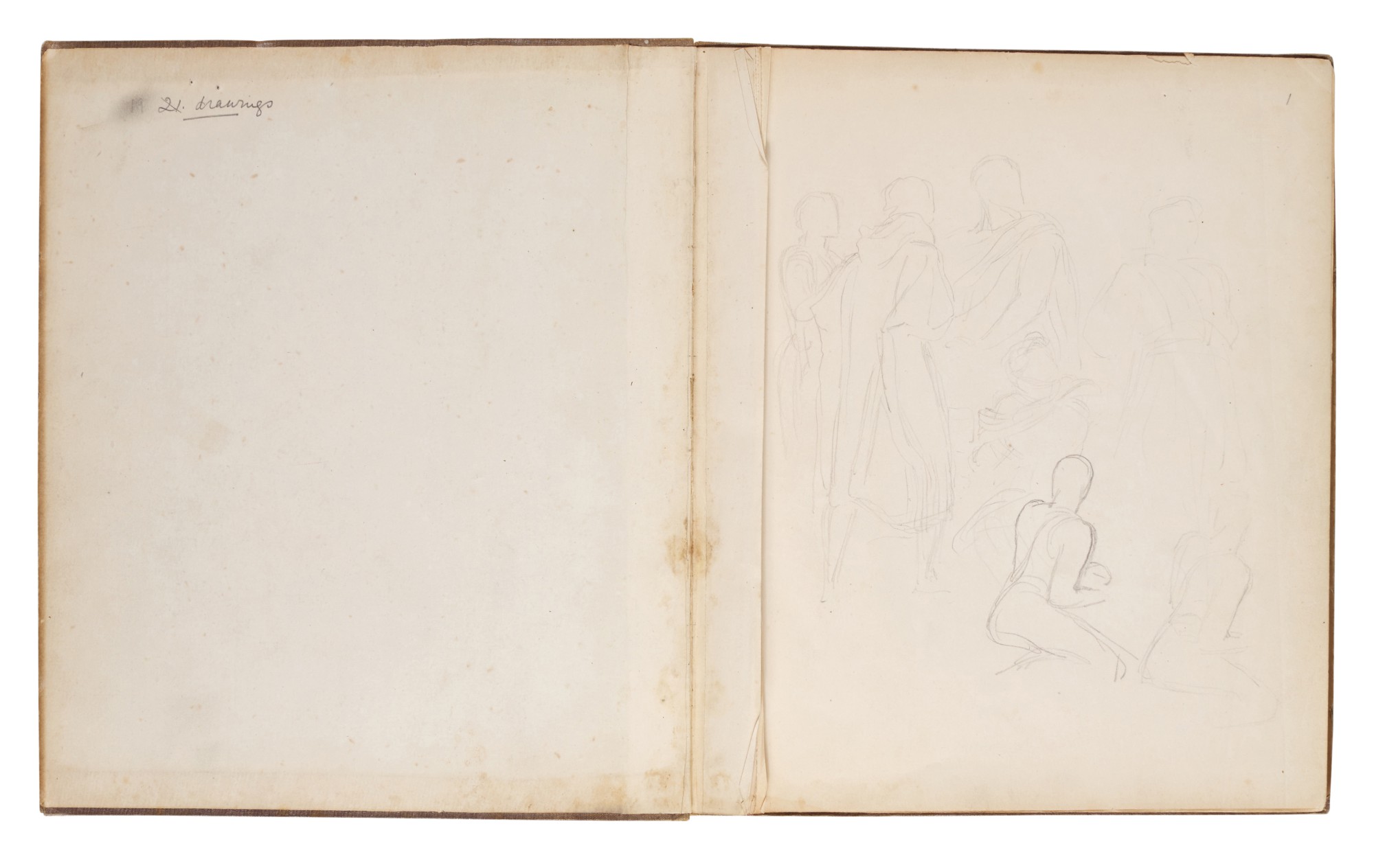 George Frederic Watts — A sketchbook with 18 pages of drawings (one double-sided) mostly for the spandrel depicting St Matthew the Evangelist for the dome of St Paul's Cathedral