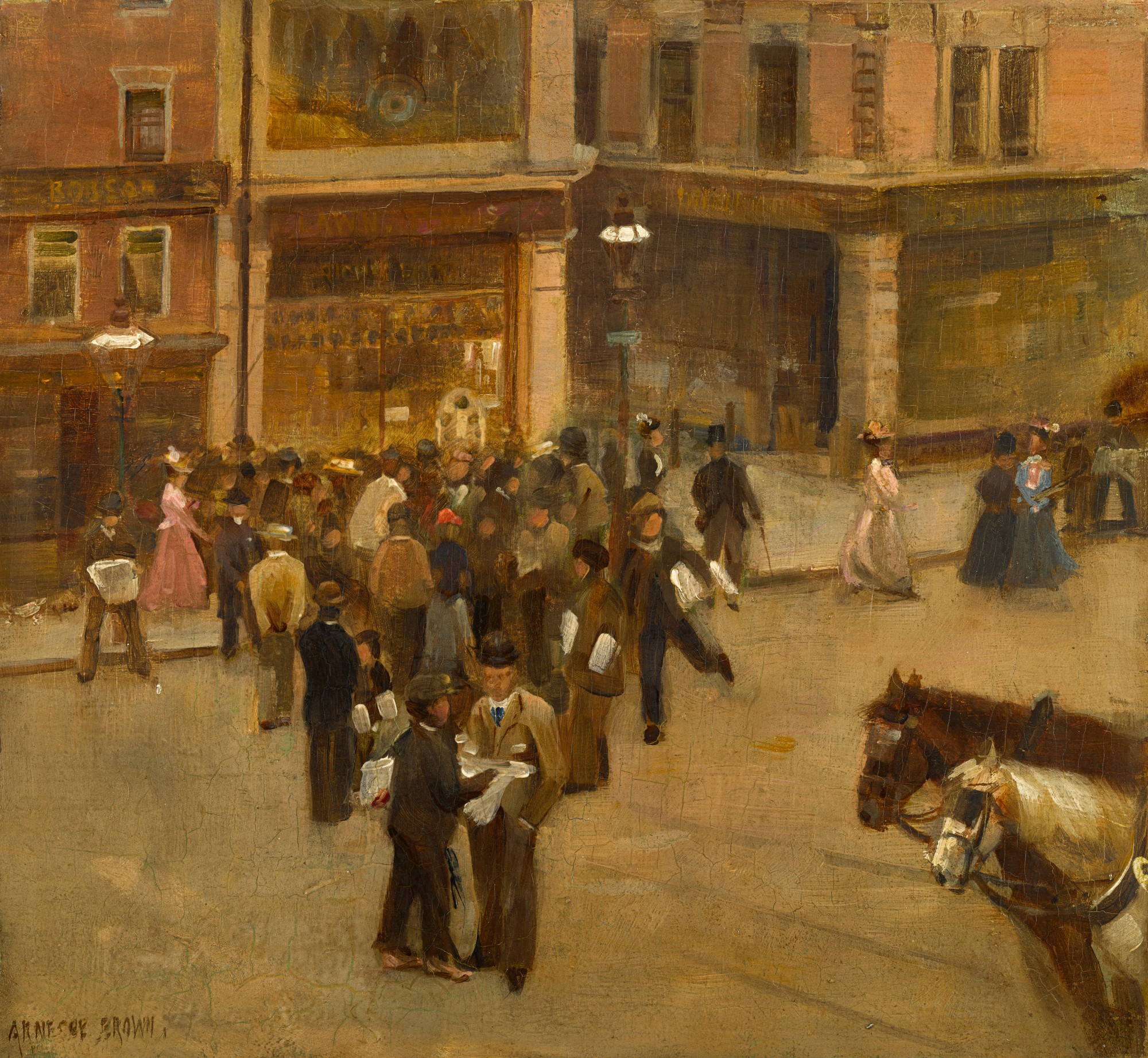 Sir John Alfred Arnesby Brown — Waiting to Hear the Results of the Cricket Match (Great Notts Versus Surrey, August 1892)