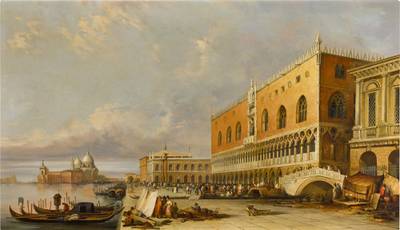 The Riva degli Schiavoni, Venice, with the Doge's Palace, the Piazzetta San Marco and Santa Maria della Salute beyond