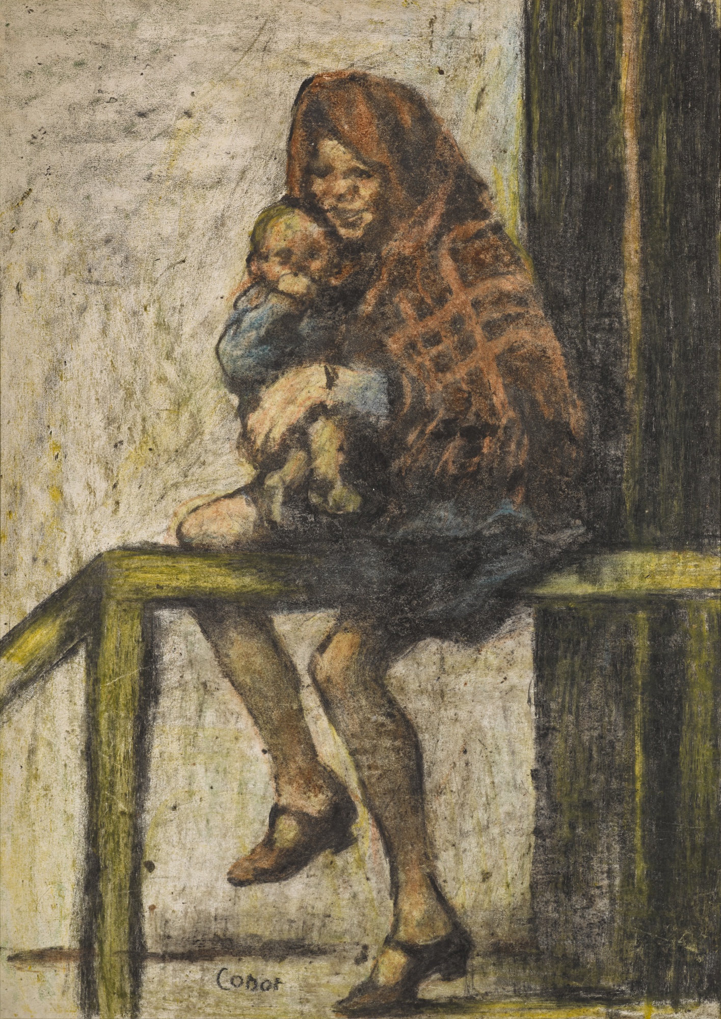Girl in Shawl with Child