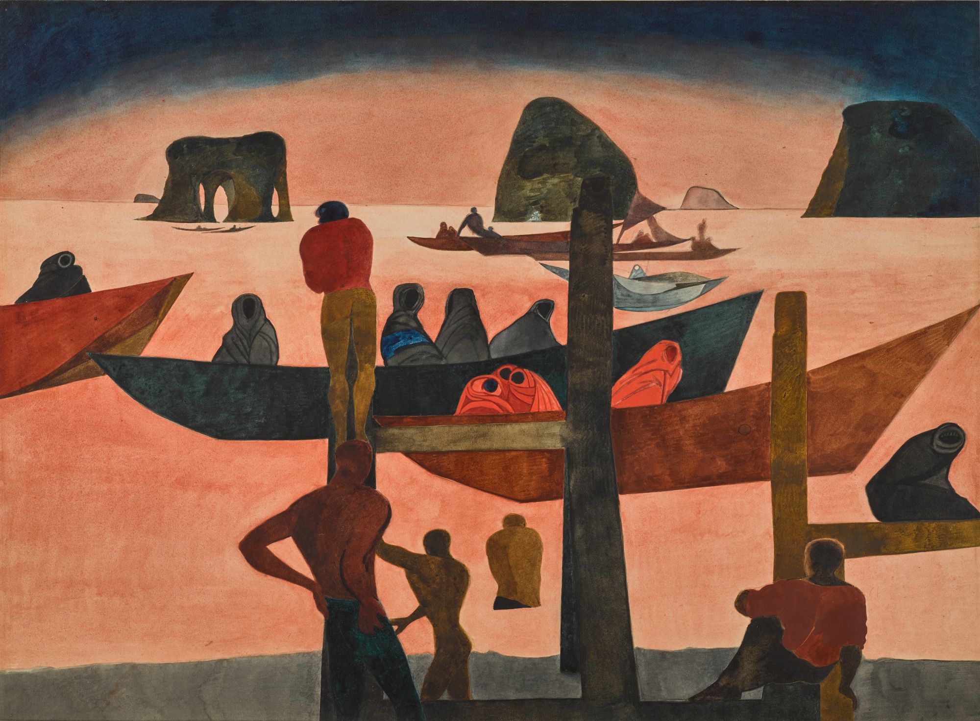 Edward Burra — Boats and Rocks