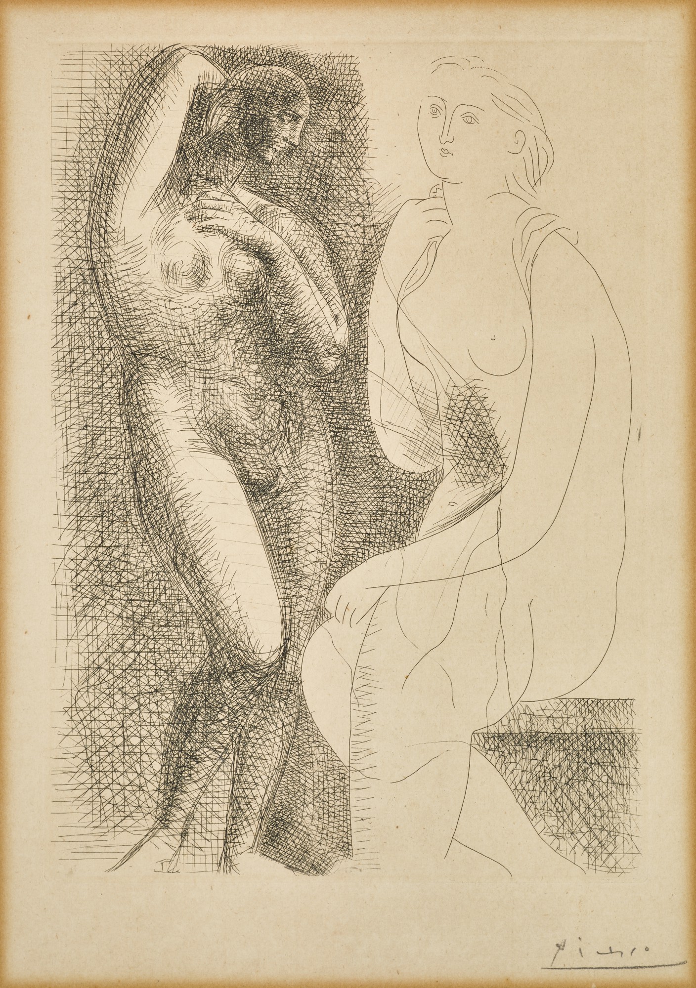 Pablo Picasso — Femme nue devant une Statue (B. 139; Ba. 205)