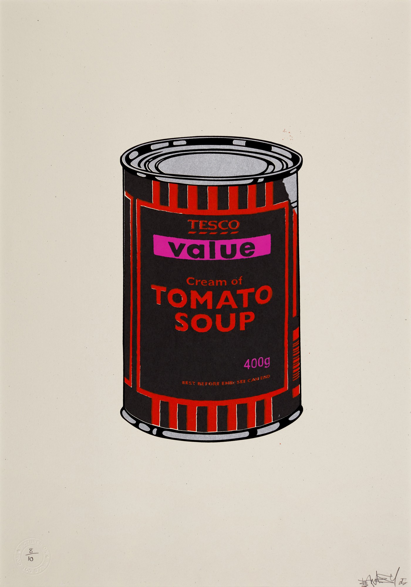 Banksy — Soup Can: Black Orange Pink