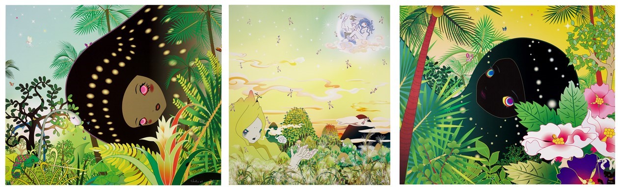 Buildinghead: Chamaeleon; Buildinghead: Palm Trees; and Yuyake-chan Miss Sunset (Three Works)
