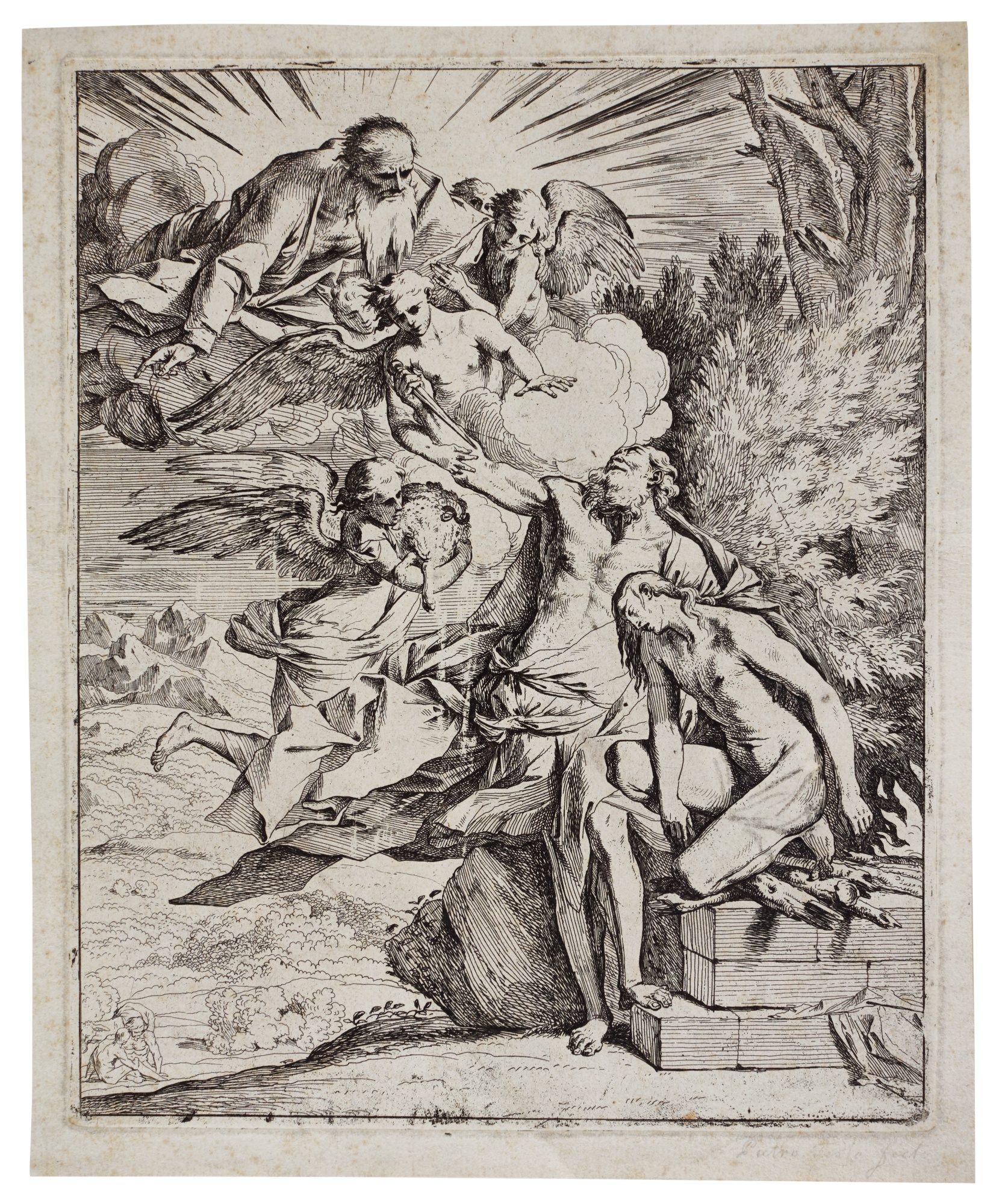 Pietro Testa — The Sacrifice of Isaac by his Father Abraham (Bartsch 2)