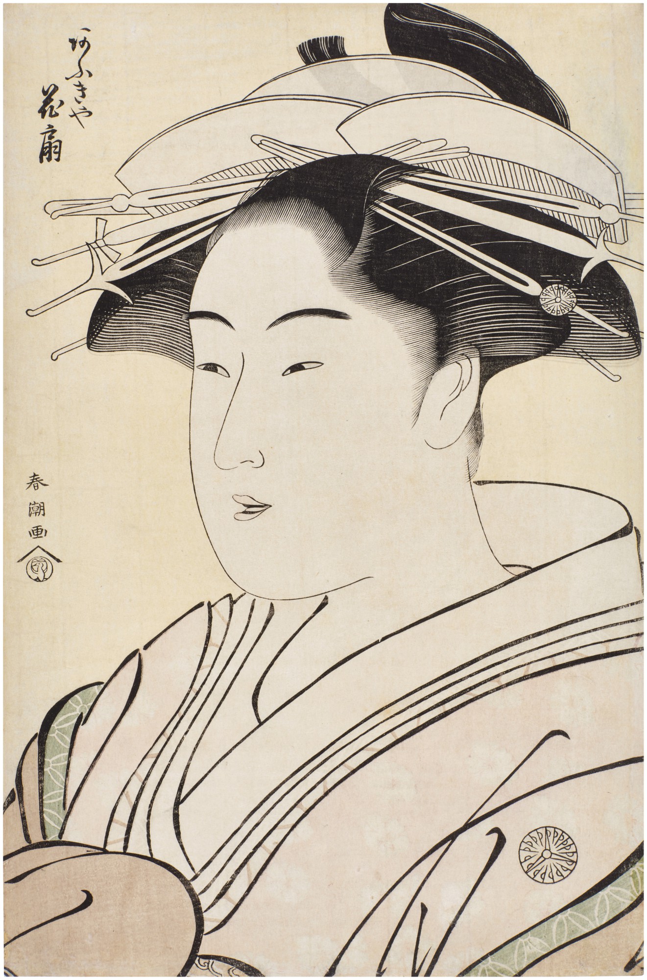Katsukawa Shuncho (active circa 1780-1795) — The courtesan Hanaogi of the Ogiya house (Ogiya, Hanaogi) | Edo period, late 18th century