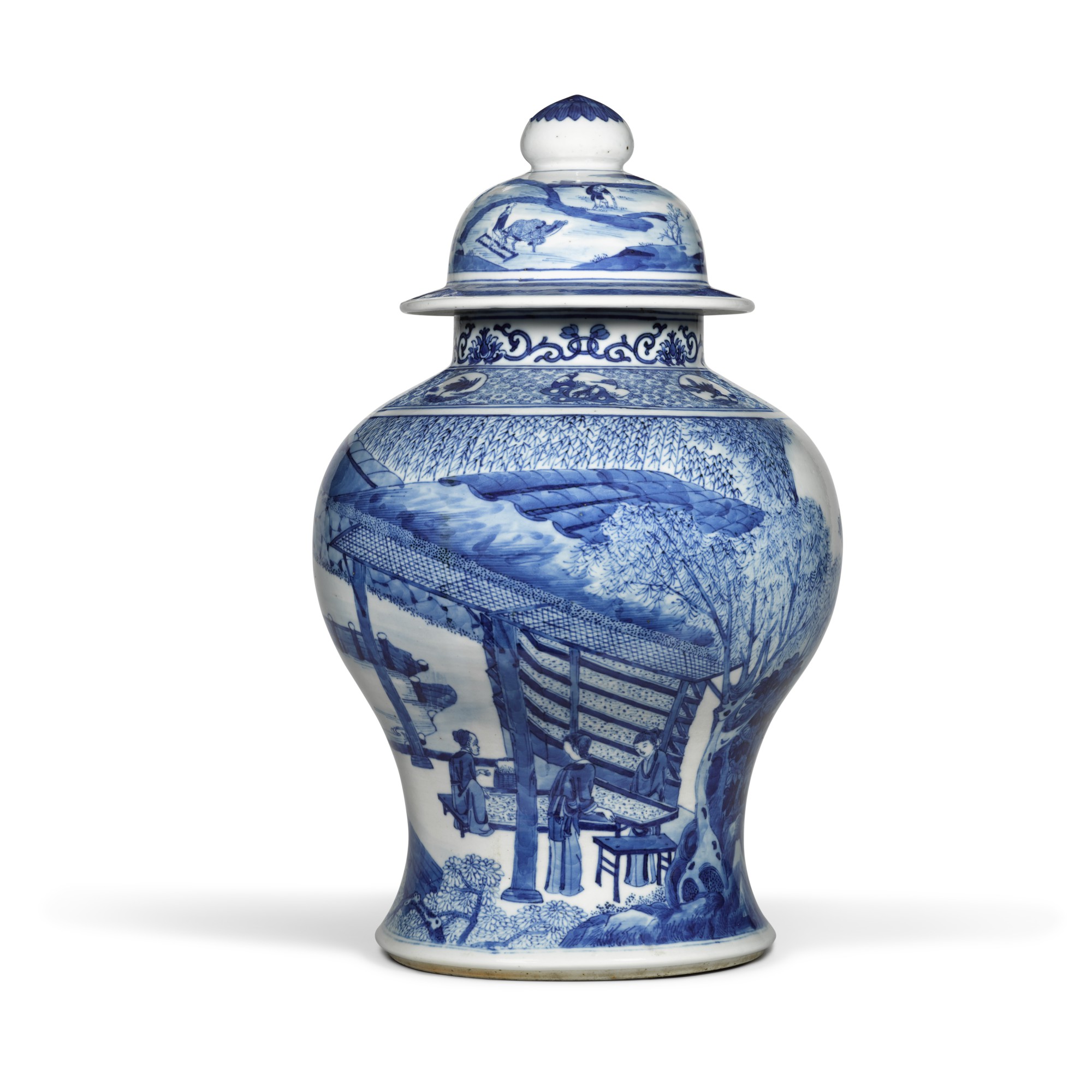 Unknown — 清十九世紀 青花山水人物圖蓋罐