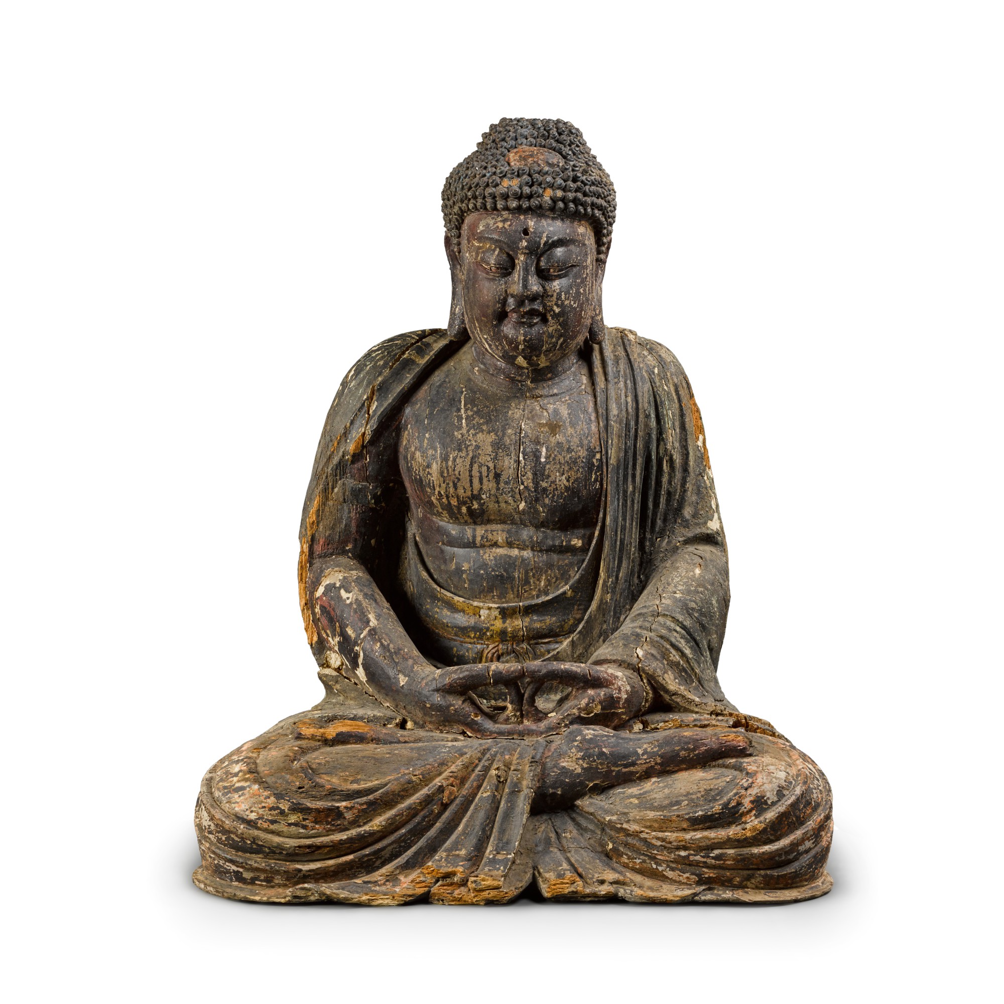 Unknown — 晚明 彩繪木胎佛坐像