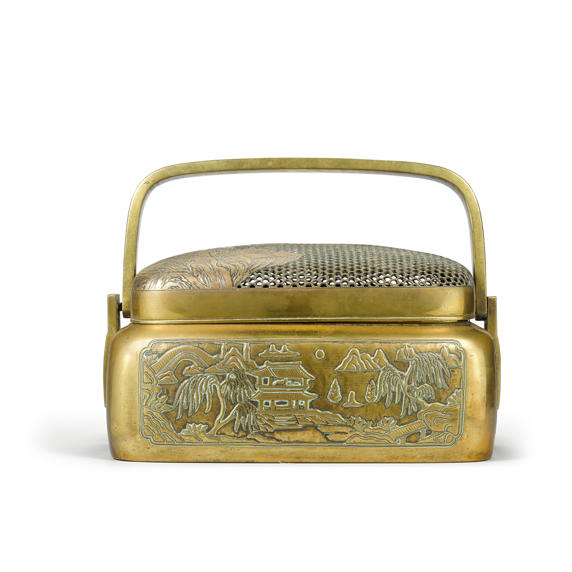 Unknown (Historical) — 十七/十八世紀 銅鶴鹿同春紋火踏 《王鳳江製》刻款