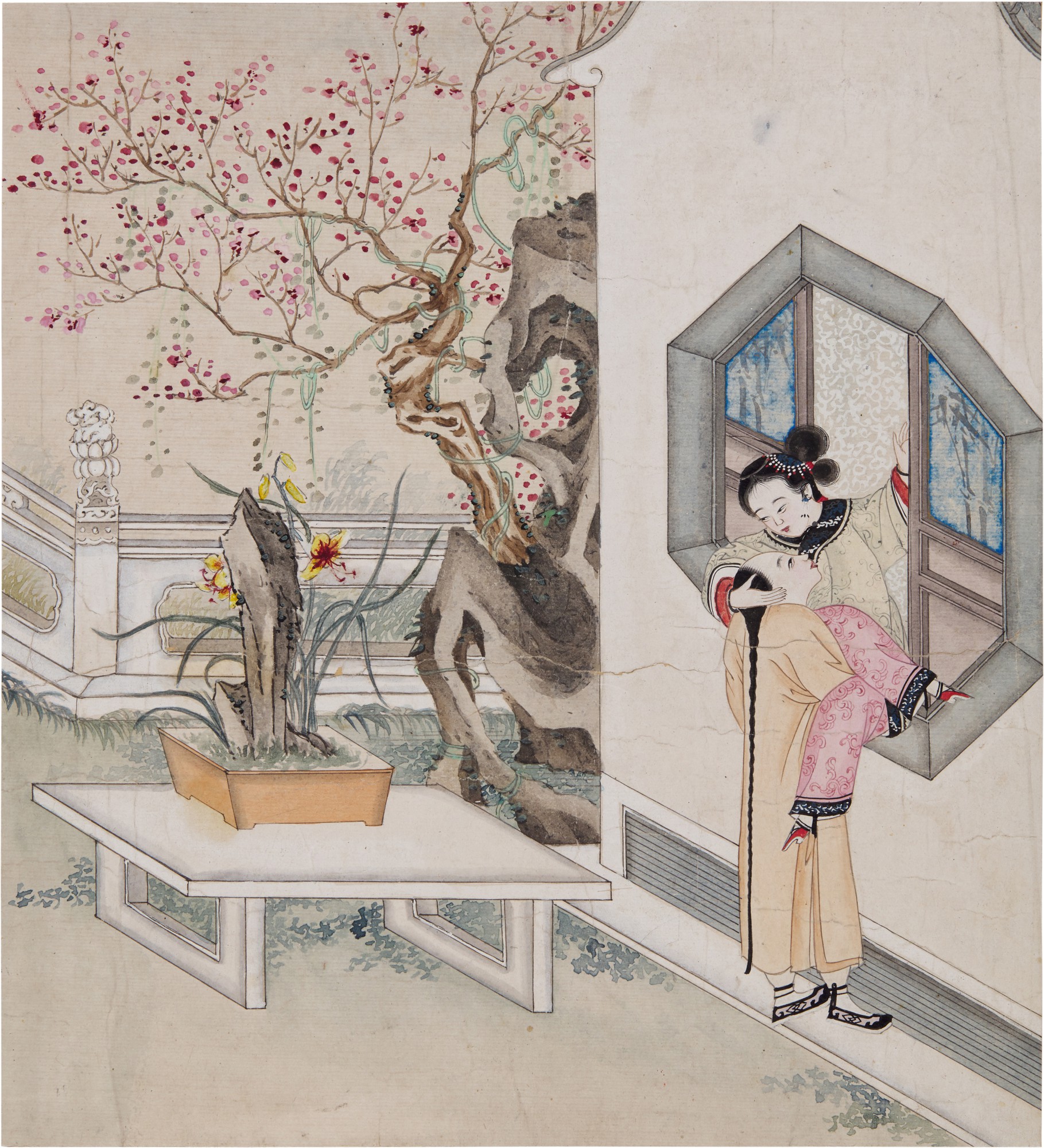 Unknown — 清十九世紀 春宮圖一組四張 設色紙本