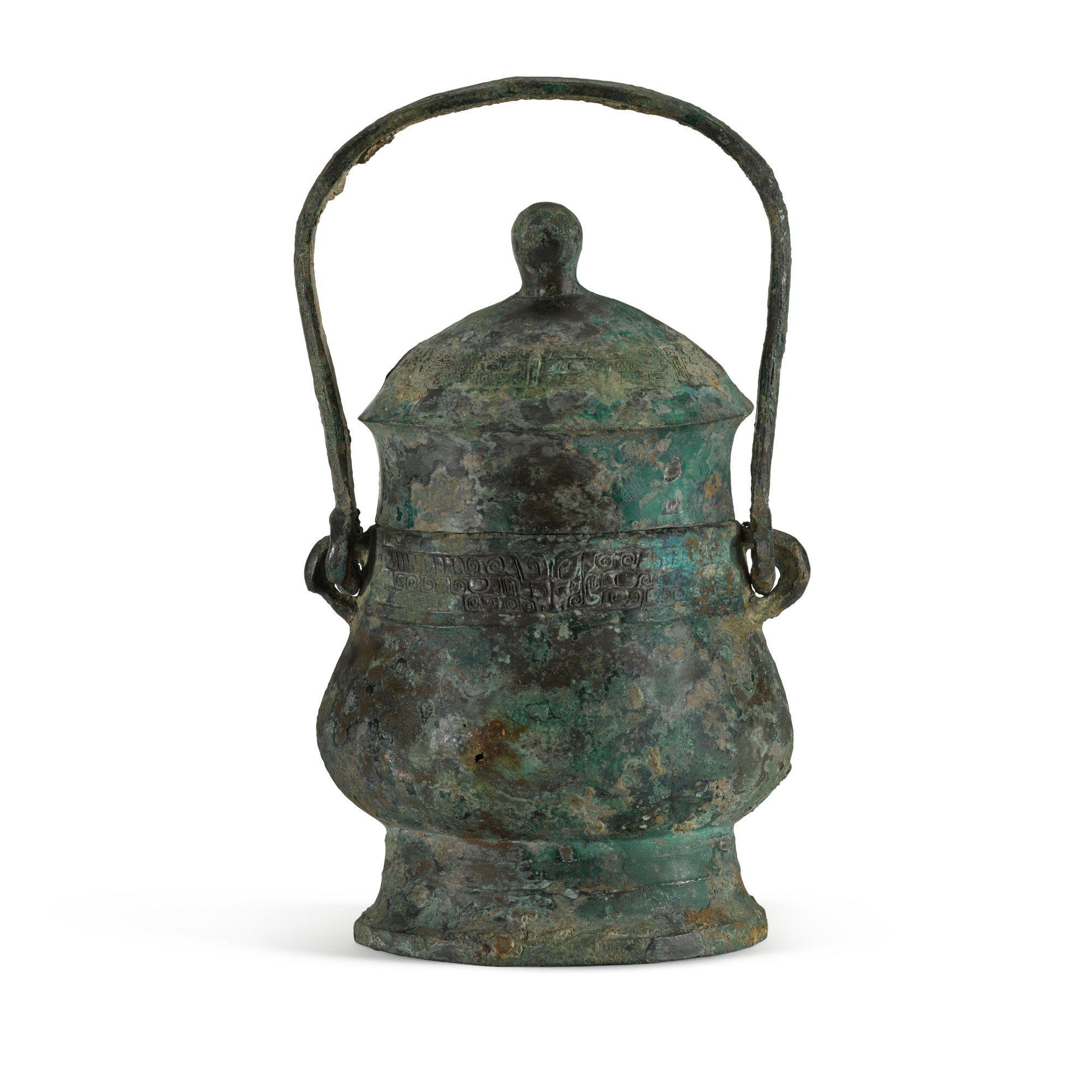 An archaic bronze ritual wine vessel and cover, You — 西周 買王卣