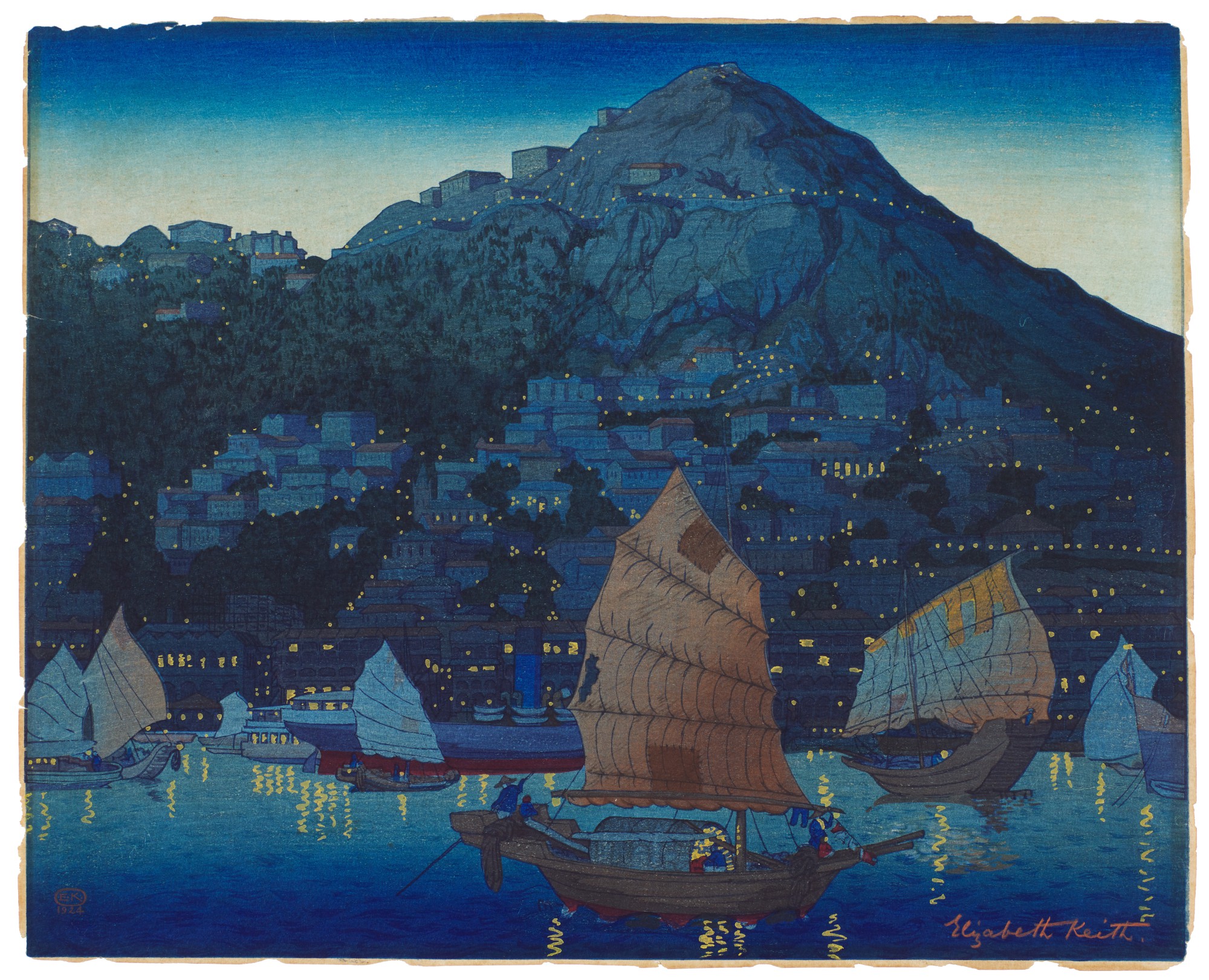 Hong Kong Harbour, Night | Taisho period, early 20th century