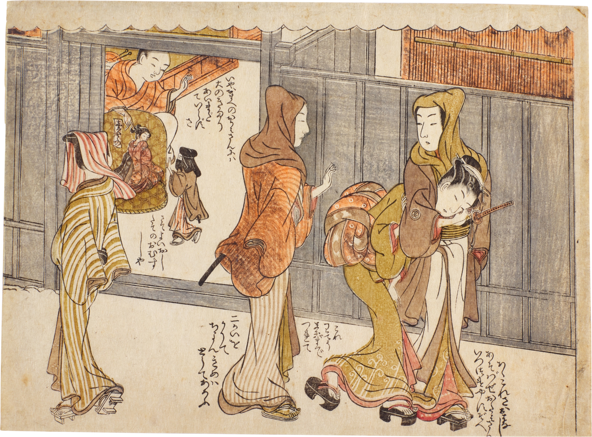 Attributed to Isoda Koryusai — On the Street in the Yoshiwara | Edo period, 18th century