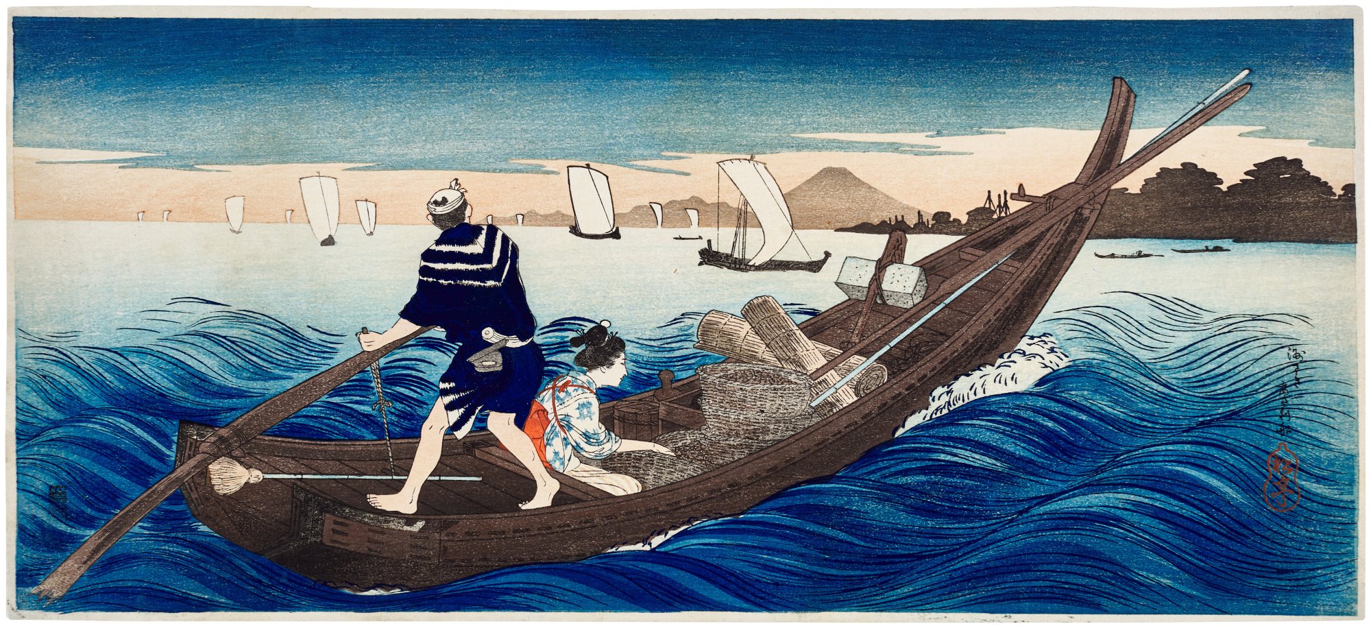 Takahashi Shotei (Hiroaki, 1871-1945) — Clam Fishing at Kawasaki (Kawasaki asari-gari) | Taisho period, early 20th century
