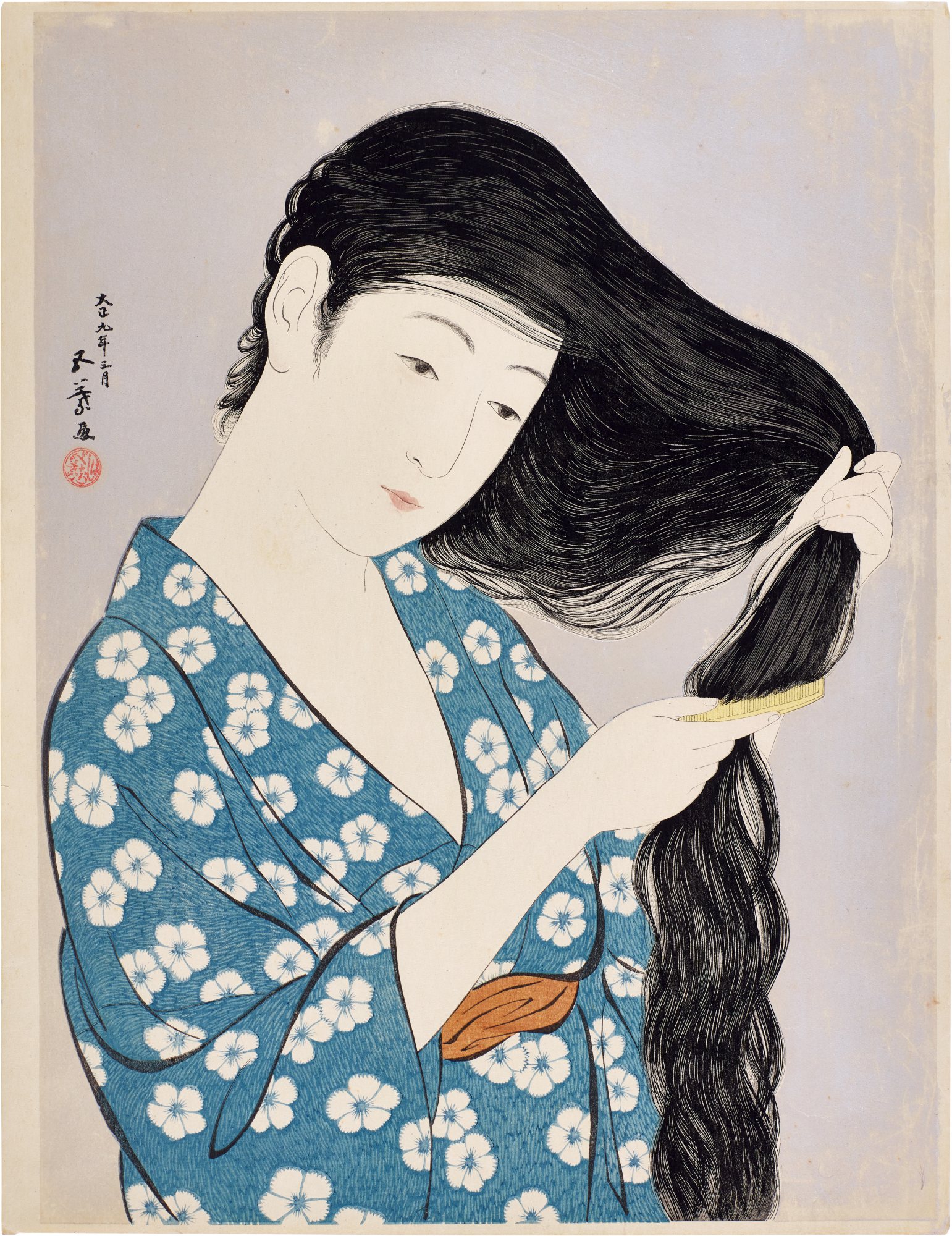 Woman Combing her Hair (Kami sukeru onna) | Taisho period, early 20th century