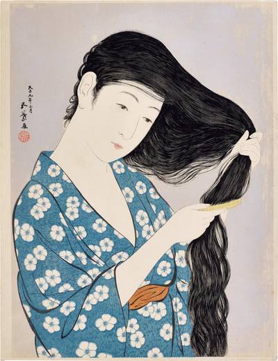 Woman Combing her Hair (Kami sukeru onna) | Taisho period, early 20th century